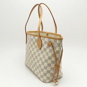 Louis Vuitton White Bag Tote White Azur Damier Neverfull